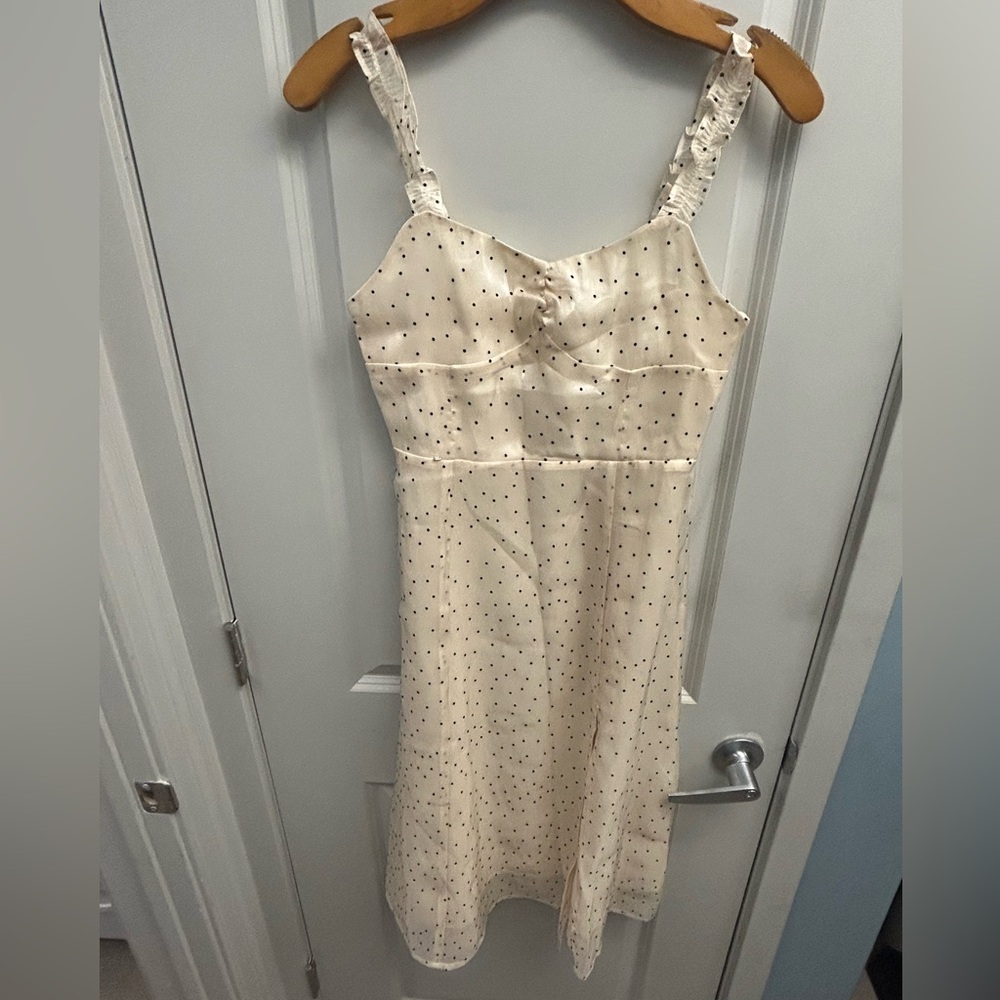 D-PLAY Cream Dress with Black Dots